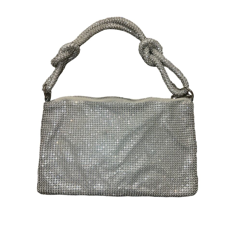 Silver Slinky Rhinestone Night Out Purse